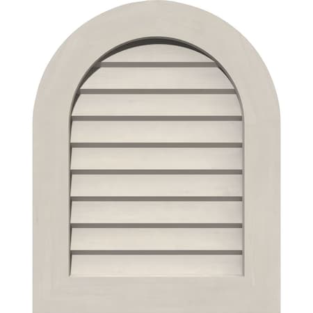 Round Top Gable Vent Primed, Non-Functional, Pine Gable Vent W/ Decorative Face Frame, 18W X 24H